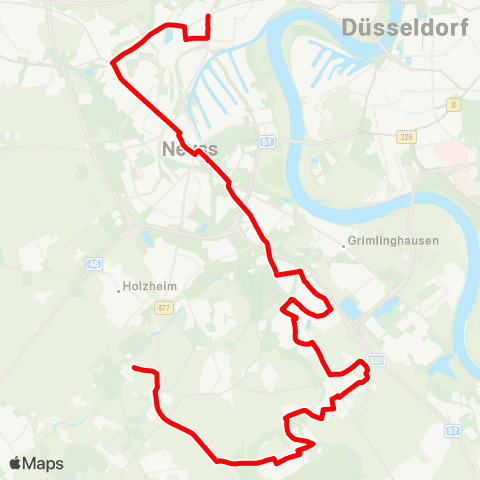 VRR D-Handweiser  -  -  Rosellerheide ü. Neusserfurth - Hbf - Zentrum Gnadental - Norf - Allerheiligen map