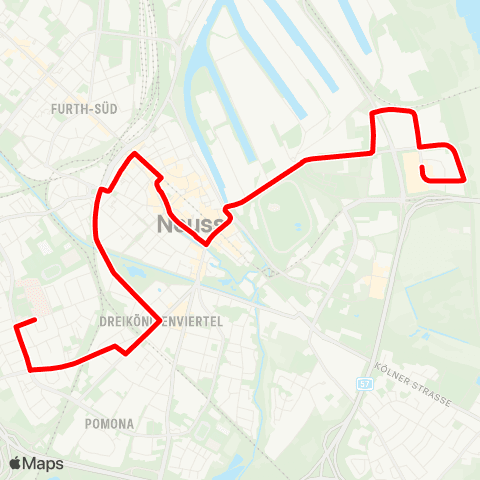 VRR Lukaskrankenhaus  -  -  Rheinpark-Center ü. Hbf - Zentrum map