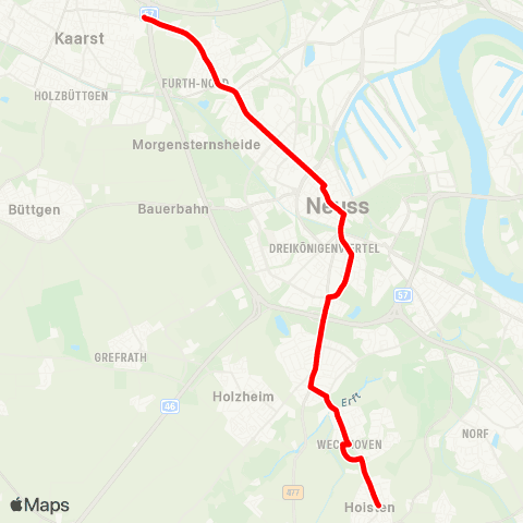 VRR Kaarst, Hoferhof -  - Hoisten, Hoisten Schleife map