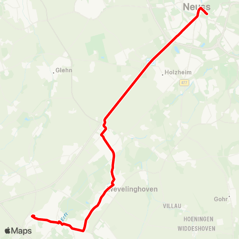 VRR NE Stadthalle -  - GV Auf dem Griessen ü. Kapellen - Wevelinghoven - Zentrum map