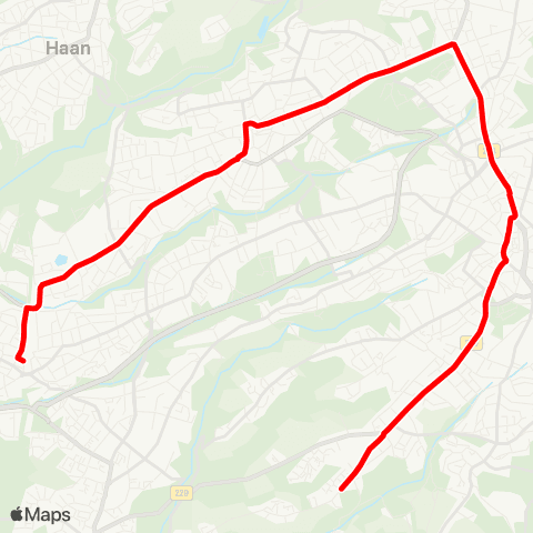 VRR Hauptbahnhof - Wald Kirche - Central - Graf-Wilhelm-Platz - Höhscheid-Brockenberg map