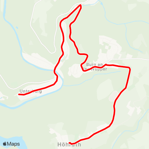 VRR Burg Aue - Burg Brücke - Burger Bf. - Burg Schloss - Höhrath map