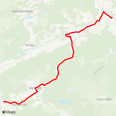 VRR Hagen Stadtmitte - Ennepetal Bus Bf map