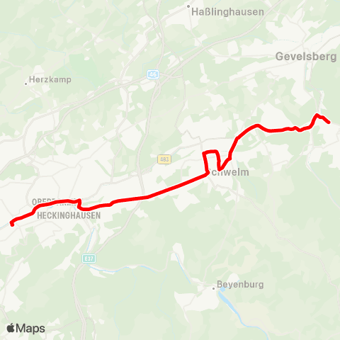 VRR Ennepetal Bus Bf - Wuppertal Barmen Bf map