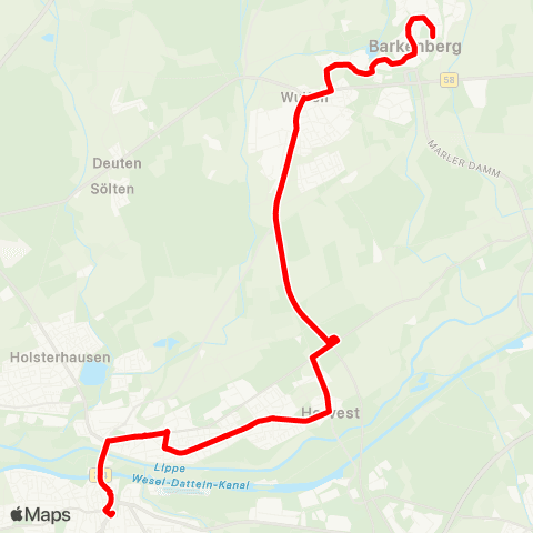 VRR Wulfen-Barkenberg - Hervest - ZOB Dorsten map