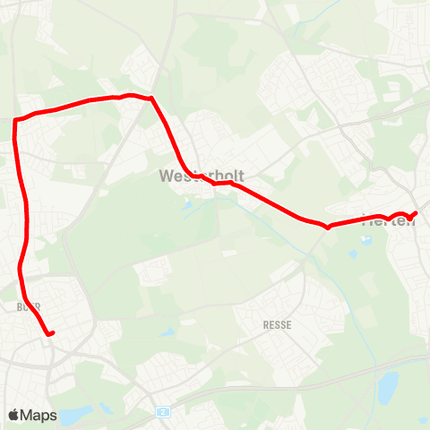 VRR GE-Buer Rathaus - Hassel Bf - Westerholt - Herten Mitte map