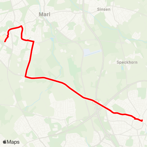 VRR Marl Mitte - Drewer-Süd - RE Hbf map