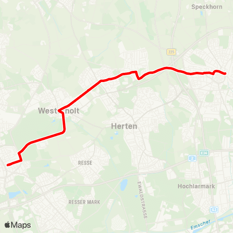 VRR GE-Buer Rathaus - Herten-Westerholt - Langenbochum - Scherlebeck - RE Hbf map