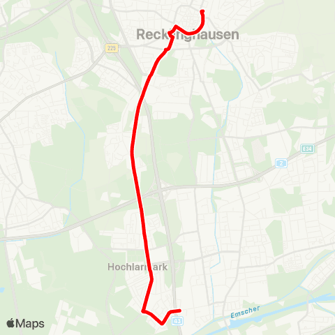 VRR RE-Süd Bf - Hochlarmark - RE Hbf map