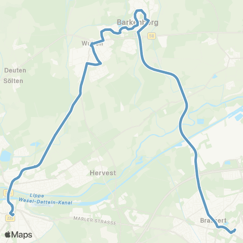 VRR ZOB Dorsten - Wulfen-Barkenberg - Marl Mitte map