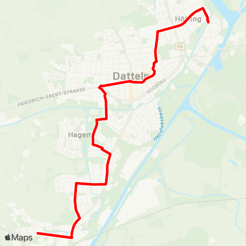 VRR Datteln Hafen - centrOmed - Datteln Bus Bf Hagem - Dümmersiedlung - Meckinghoven map