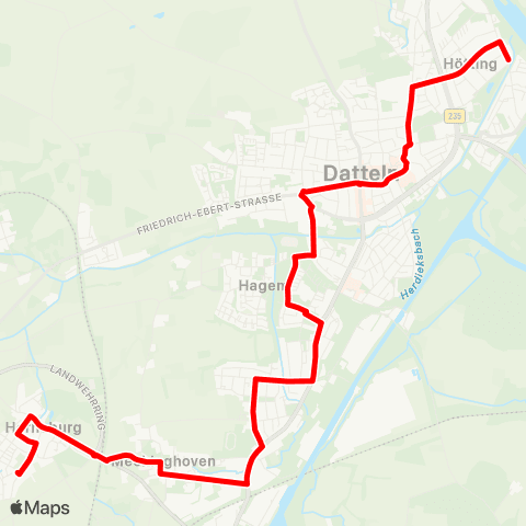 VRR Datteln Hafen - Datteln Bus Bf - Hagem - Dümmersiedlung - Horneburg map