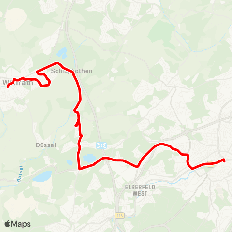 VRR Wülfrath, Stadtmitte - Wuppertal Hbf map