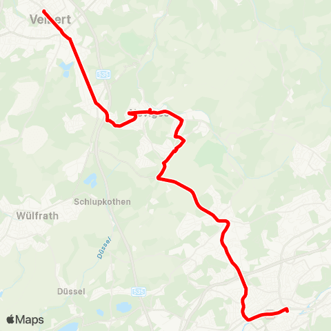 VRR Wuppertal Hbf - Velbert ZOB map