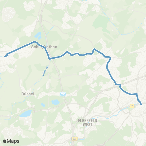 VRR Wuppertal-Elberfeld - Grenze Jagdhaus - Wülfrath-Oberdüssel - Wülfrath map