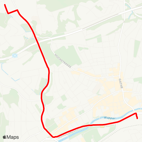 VRR Wuppertal Hbf - Schulzentrum Kruppstraße map