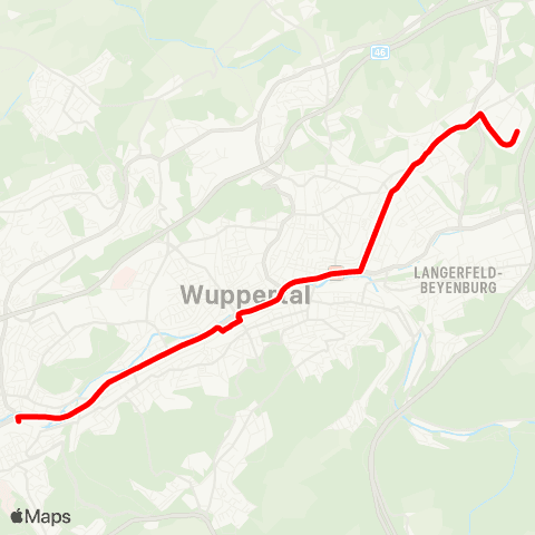 VRR Wuppertal Hbf - Bth. Nächstebreck map