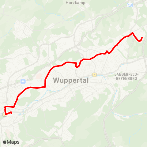 VRR Bth. Nächstebreck - Wuppertal Hbf map