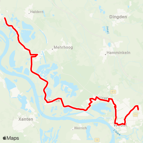 VRR (Rees-Haffen) - Bislich - Flüren - Wesel Bf - Lauerhaas - Wittenberg map