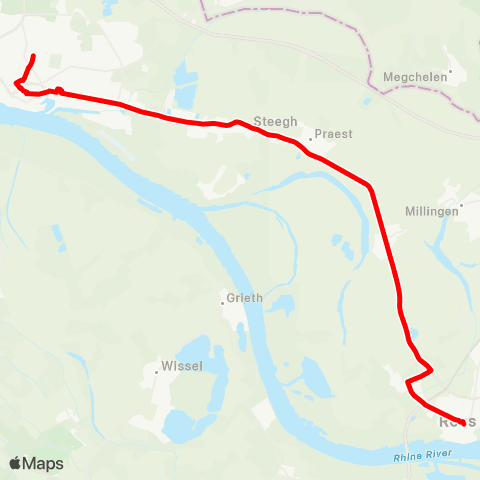 VRR Emmerich - Vrasselt - Praest - Bienen - Rees map