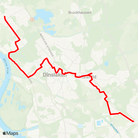 VRR Voerde - VOE-Möllen - Dinslaken Bf - DIN-Hiesfeld - OB Holten map