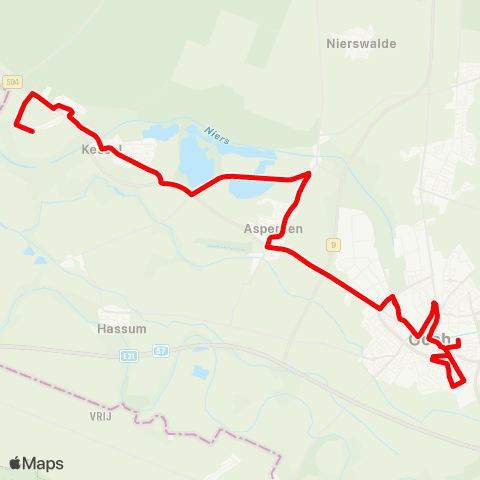 VRR Kessel - Asperden - Goch map