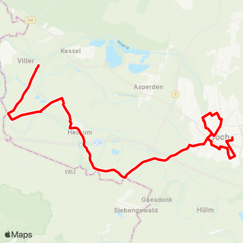VRR Viller - Hommersum - Hassum - Boeckelt - Goch map