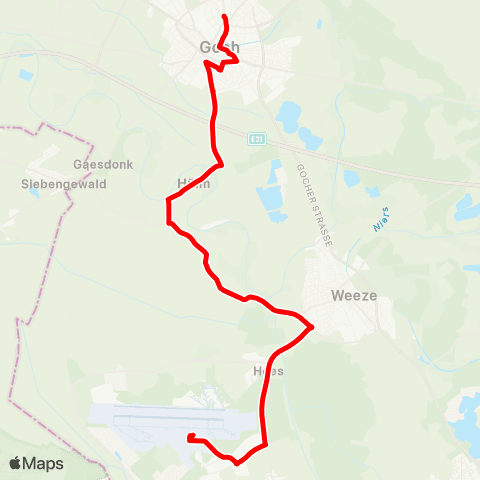 VRR Goch - Hülm - Airport Weeze map