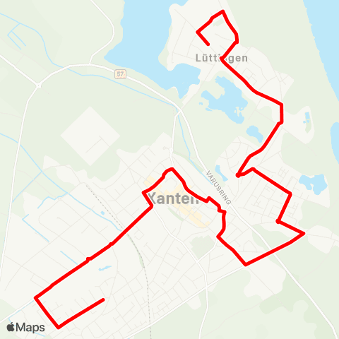 VRR Lüttingen - Xanten Bf - Hochbruch map