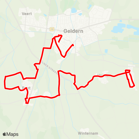 VRR Hartefeld - Vernum - JVA - Pont - Haus Golten - Geldern Bf map