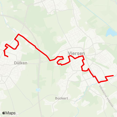 VRR Dülken, Bahnhof - Straelener Weg - Schirik - VIE, Busbahnhof - Viersen, Helmholtzstraße map