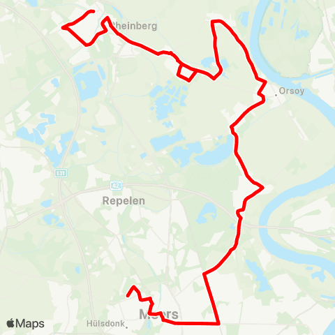 VRR Moers-Hülsdonk - DU-Baerl - Orsoy - Rheinberg - Annaberg map