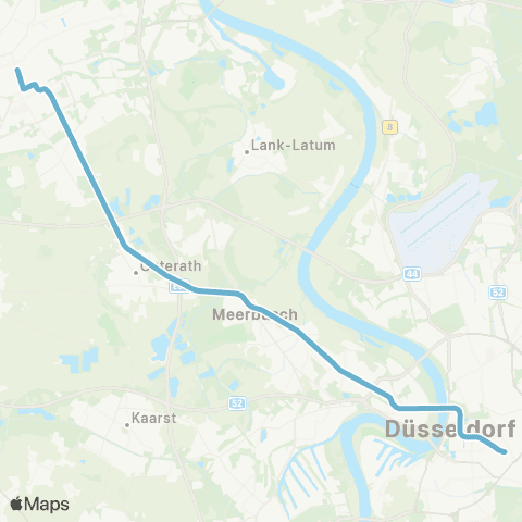 VRR D-Handelszentrum / Moskauer Str. - Düsseldorf Hbf - H.-Heine-Allee - D-Lörick - Meerbusch - Krefeld, Rheinstraße map