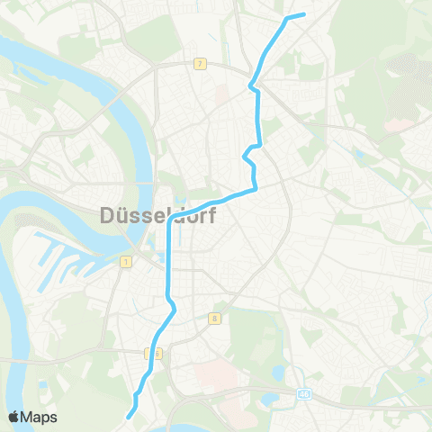 VRR D-Volmerswerth, Hellriegelstraße - D-Bilk - Heinrich-Heine-Allee - Mörsenbroich - D-Rath map