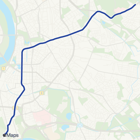 VRR D-Volmerswerth, Hellriegelstraße - D-Bilk - Heinrich-Heine-Allee - D-Gerresheim, Krankenhaus map