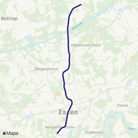 VRR Messe / Gruga - Rüttenscheid - Essen Hbf - Altenessen - E-Karnap - GE-Buerer Str. map