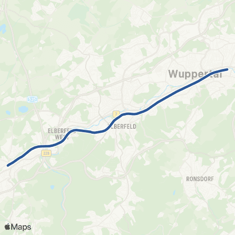 VRR W-Oberbarmen - Barmen - Elberfeld - W-Vohwinkel map