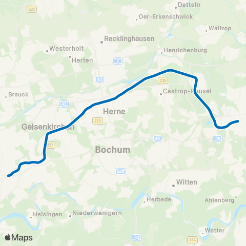 VRR Dortmund Hbf - Essen Hbf map