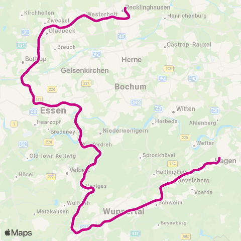 VRR Wuppertal Oberbarmen - Haltern am See map