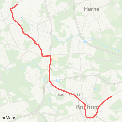 VRR Wanne-Eickel Hbf - HER-Eickel - BO-Hamme - Bochum Hbf map