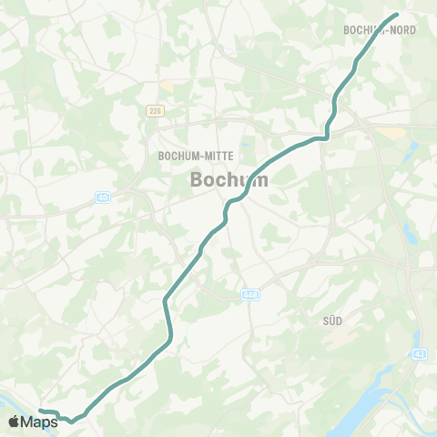 VRR BO-Gerthe - Bochum Hbf - Weitmar - Linden - Dahlhausen map