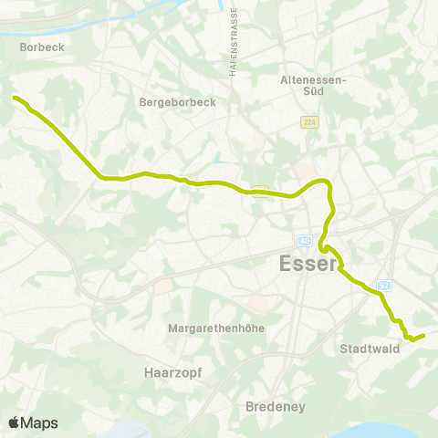 VRR Frintrop - Altendorf - Essen Hbf - Bergerhausen - Rellinghausen map