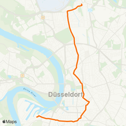 VRR D-Unterrath - Jacobistraße - Düsseldorf Hbf - Bilker Kirche - D-Medienhafen, Kesselstraße map