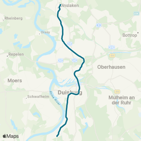 VRR Dinslaken Bf - DU-Walsum - Hamborn - Meiderich - Stadtmitte - Hochfeld - Wanheim - DU-Hüttenheim map