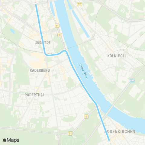 vrs Köln Severinstraße - Chlodwigplatz - Bayenthal - Marienburg - Köln-Rodenkirchen - Sürth map