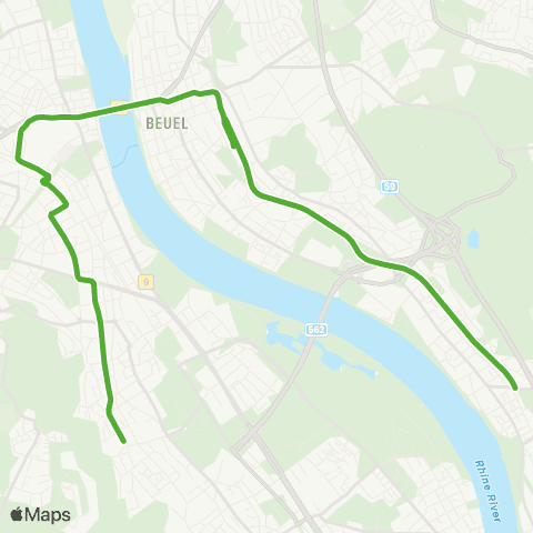 vrs Dottendorf - Kessenich - Hauptbahnhof - Stadthaus - Beuel Bf - Ramersdorf - Oberkassel Süd / Römlinghoven map