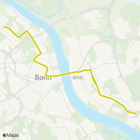 vrs Ramersdorf - Beuel Bf - Bertha-von-Suttner-Platz - Chlodwigplatz - Innenministerium - Graurheindorf - Auerberg map