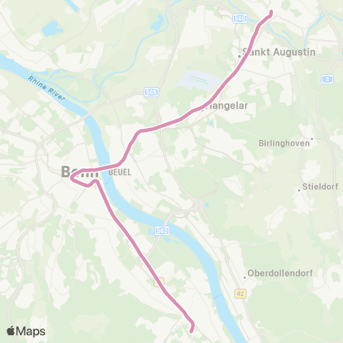 vrs Siegburg Bf - Sankt Augustin - Beuel - Bonn Hbf - Heussallee / Museumsmeile - Hochkreuz / Dt. Museum Bonn - Bad Godesberg map