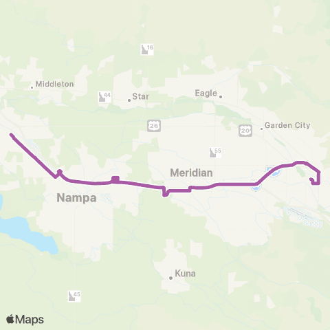 ValleyRide Caldwell-Boise Express map