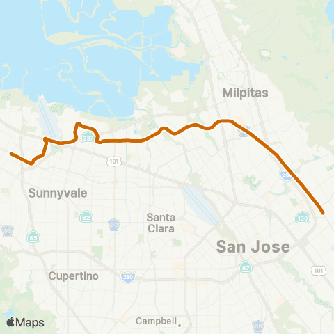 VTA Mountain View - Alum Rock map